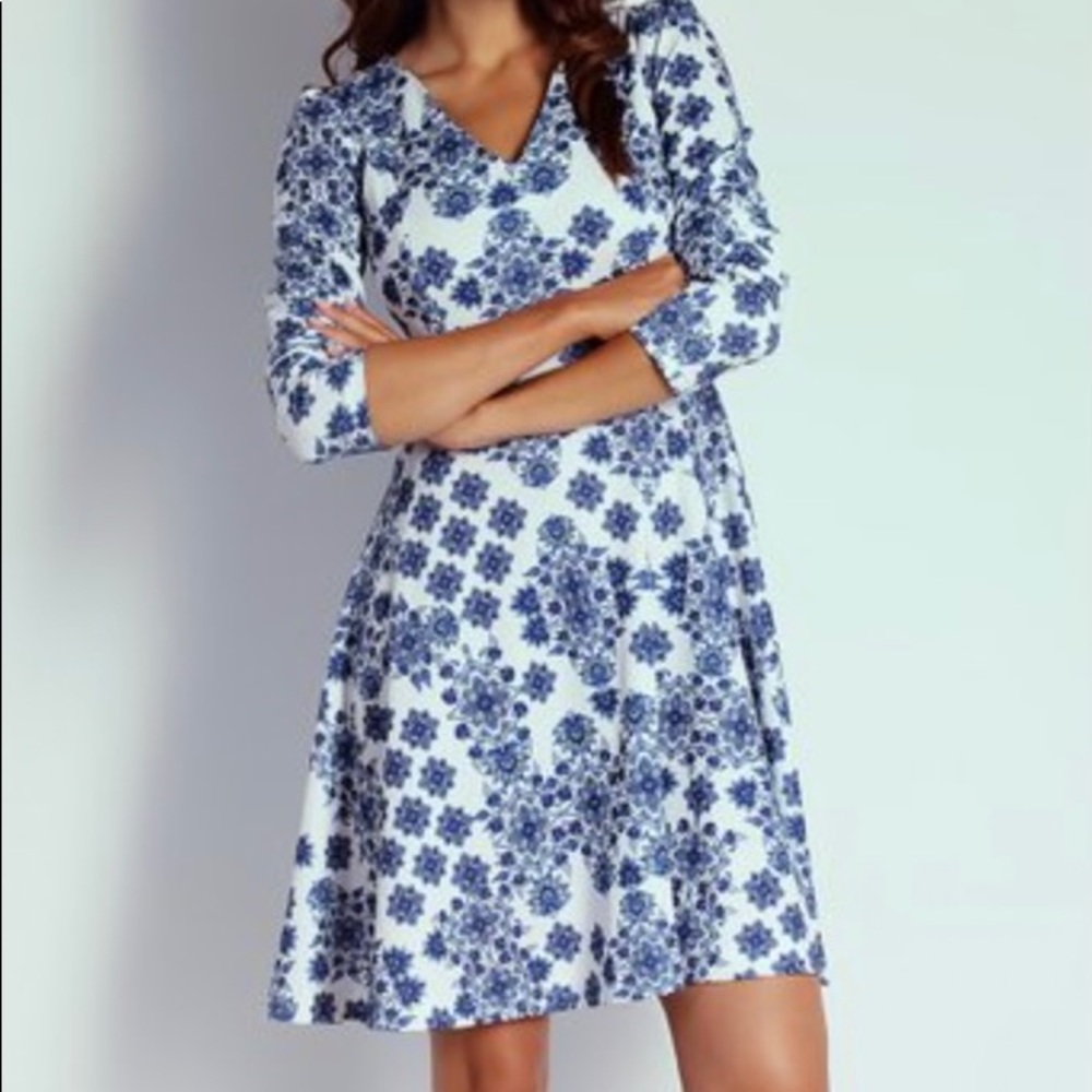 New blue & white floral dress
